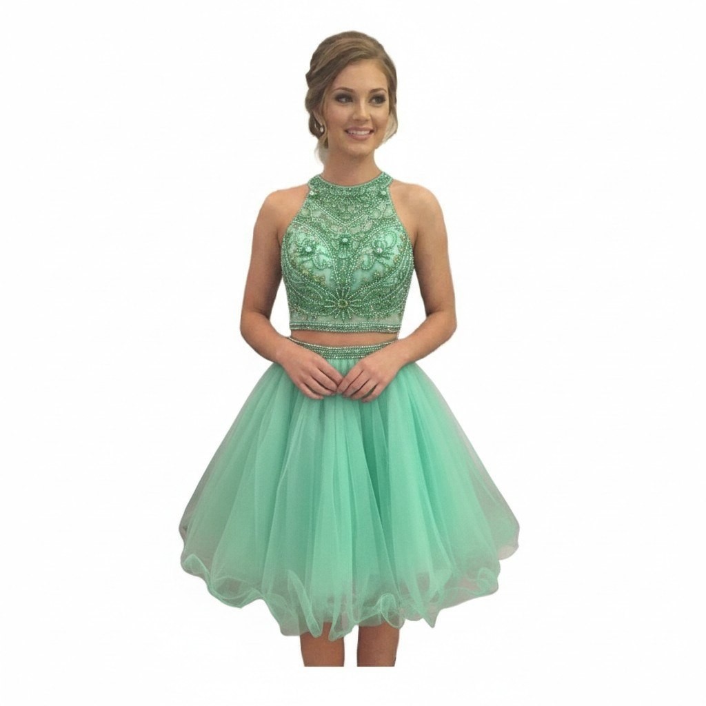 In Stock Two pieces Brand New Blue / Green Short Prom / Cocktail dress — photo 3