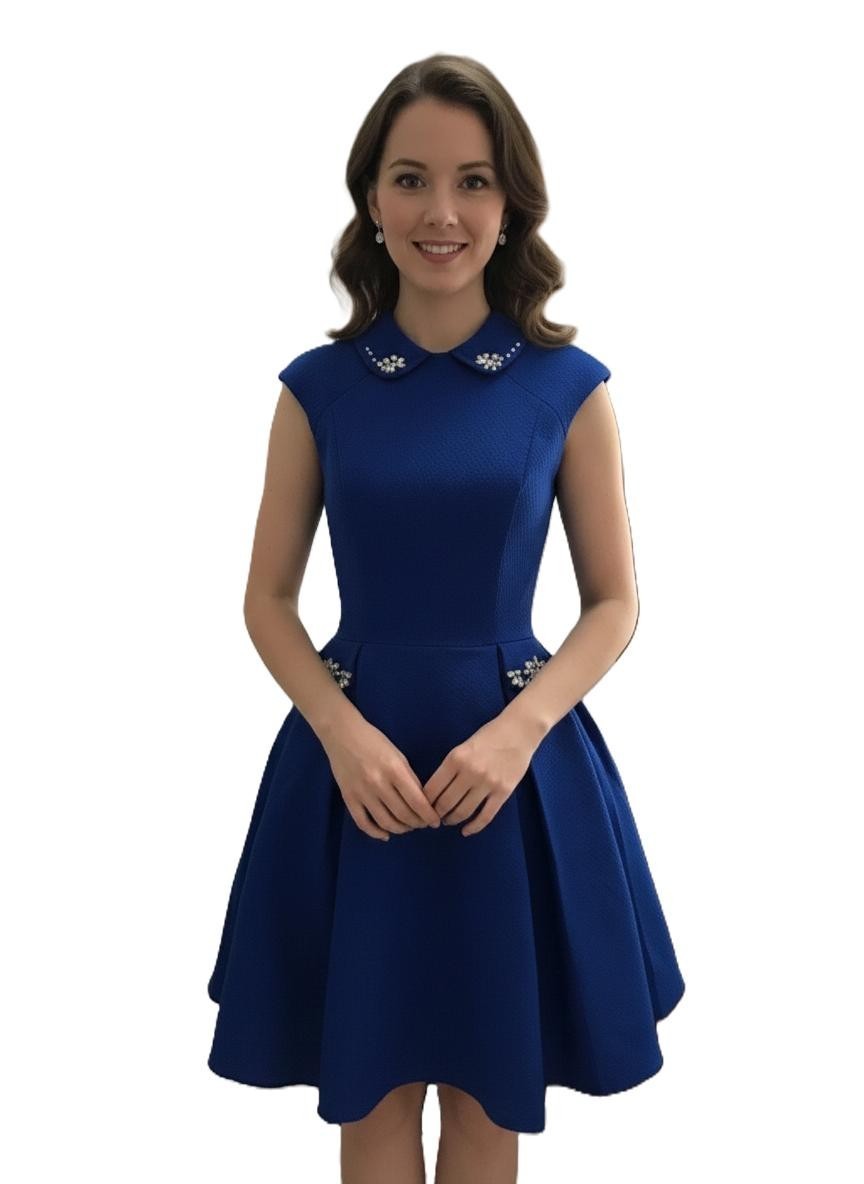 In Stock Elegant Yellow / Royal Blue Short Pageant Interview Dress / Homecoming — photo 4
